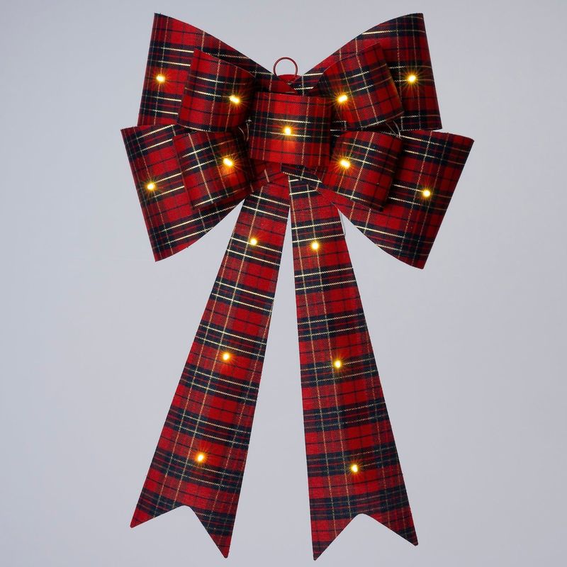 Intratuin - Kerststrik - Rood/Groen - Met Verlichting - 65 x 40 x 10 cm