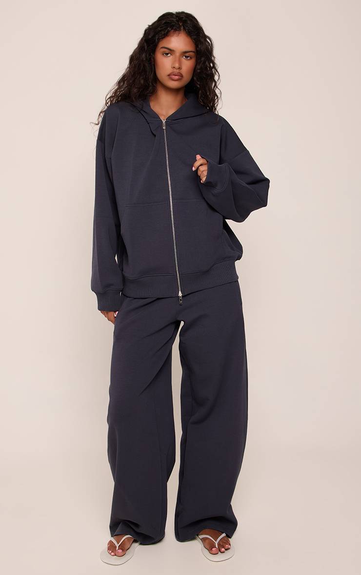 Bleu Marine Sweat À Casynthétiqueche Oversize Avec Double Fermeture Éclair En Jersey Interlock