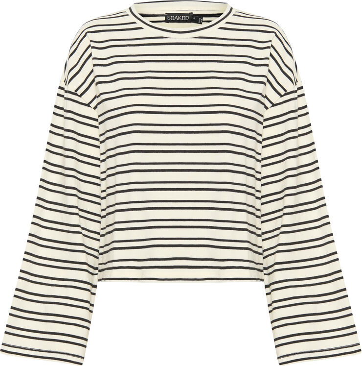 Soaked in Luxury SLNeo Boxy Tee Black stripe