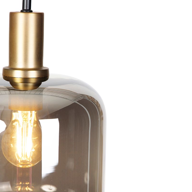 Design vloerlamp zwart met goud en smoke glas - Zuzanna
