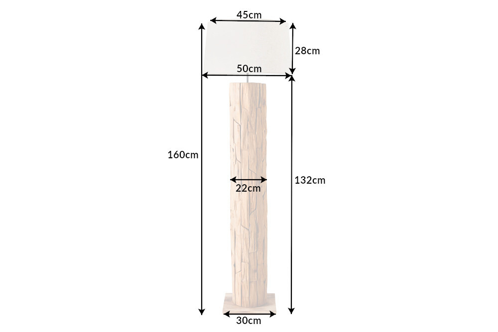 Design Stehlampe ROOTS 160cm Treibholz Leinenschirm beige handmade