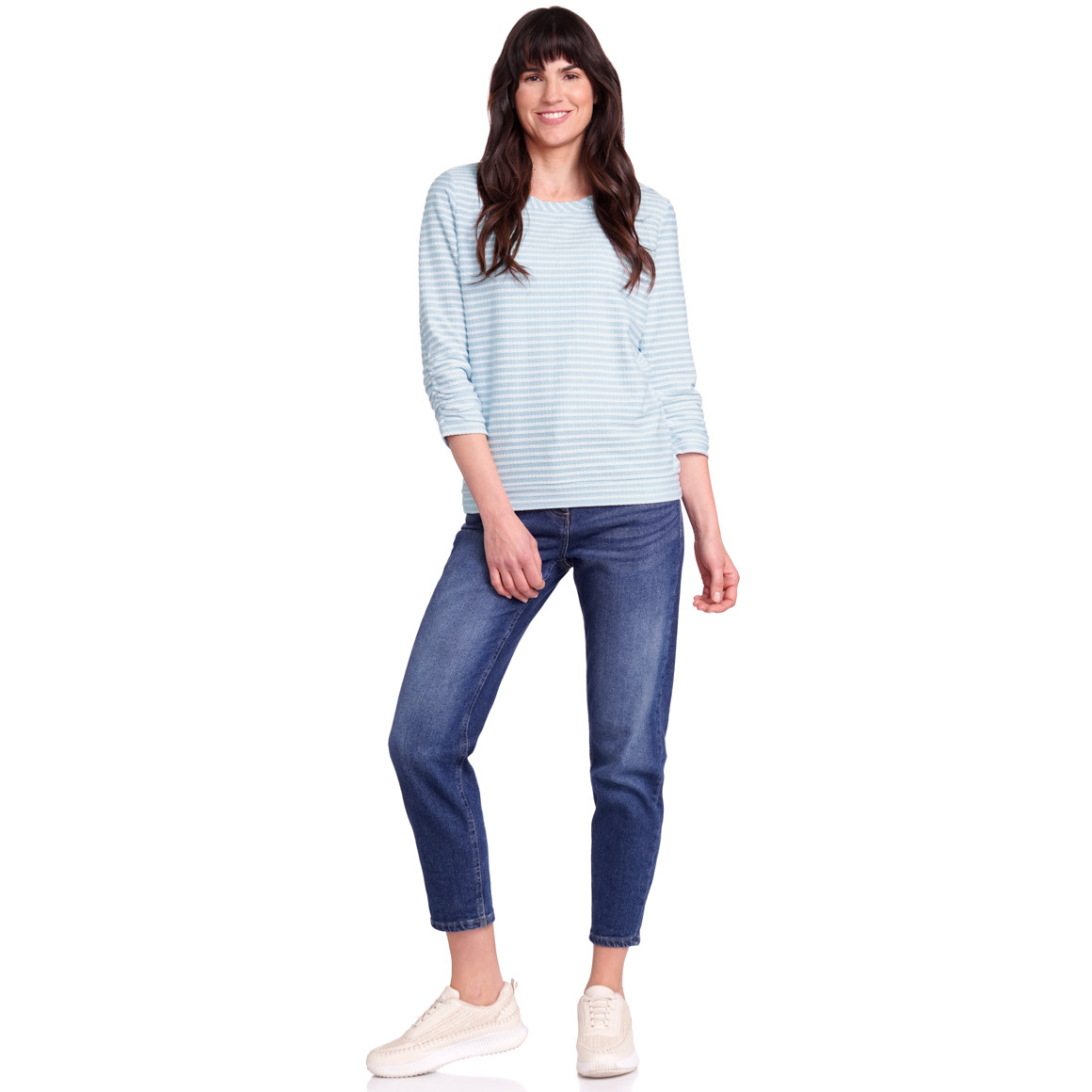 Gina Benotti Damen Shirt mit Bio-Baumwolle hellblau / weiss