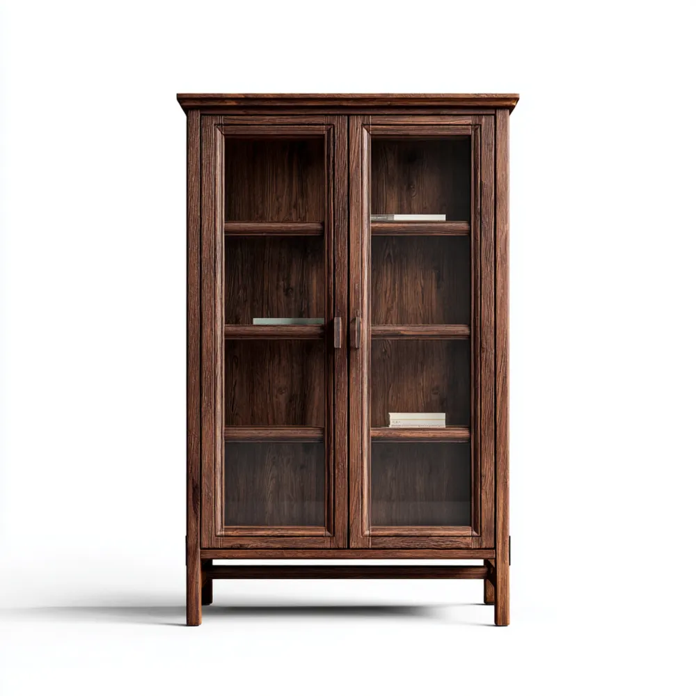 Vitrine Holz 100x45x180 cm - Dunkelbraun - Klassisches Design