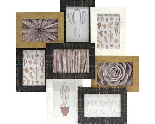 Fotolijst collage Max naturel/grijs 48x48 cm 8 foto's 10x15 cm