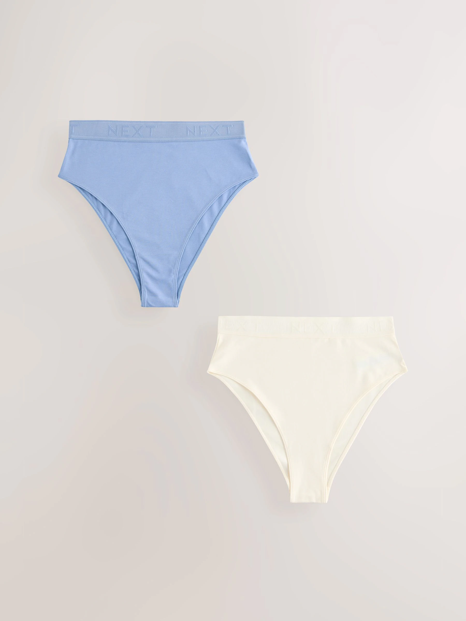 Crèmekleurig/blauw - Slips met logo verpakking van 2
