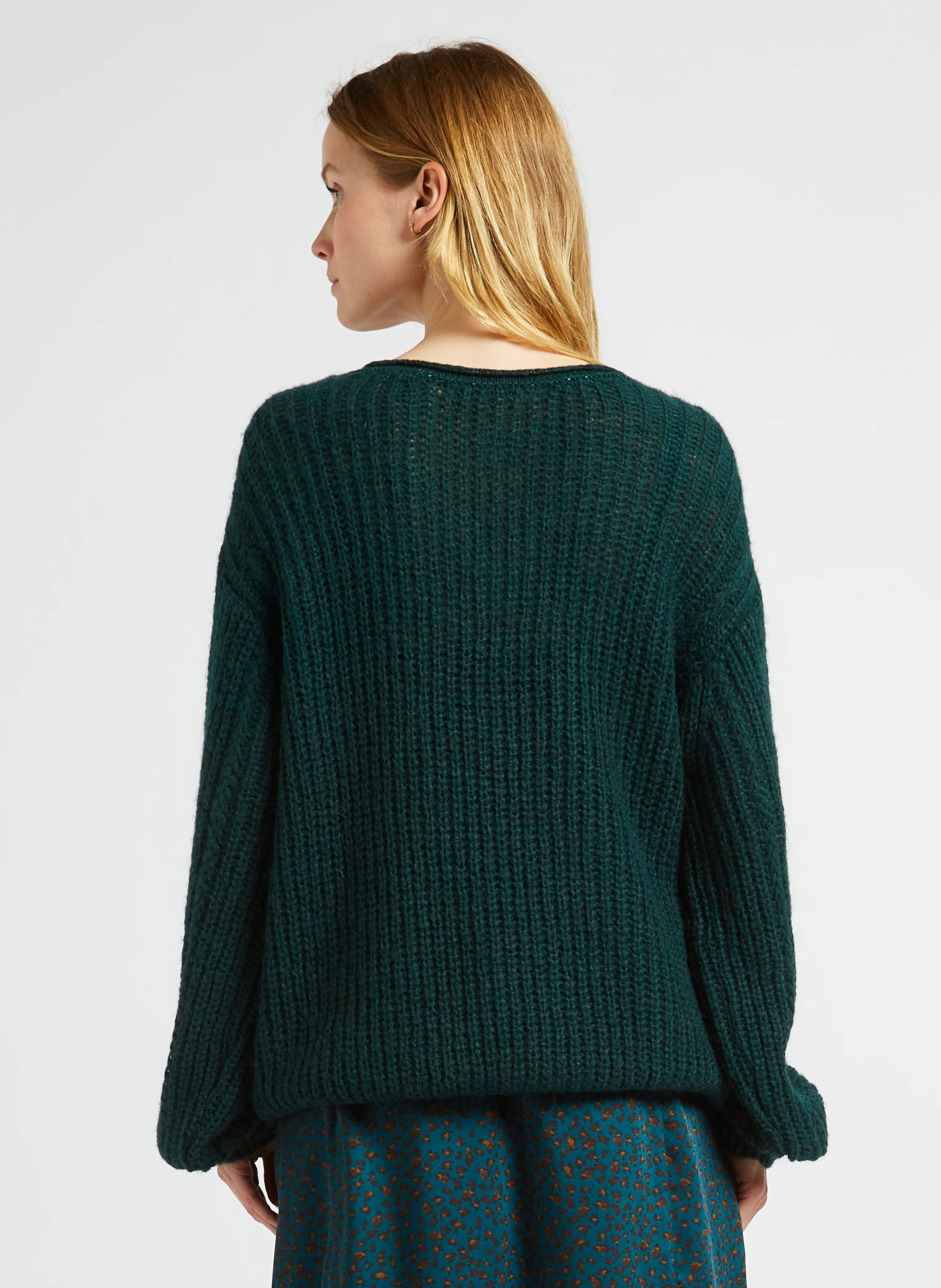 TING - Pull ample col V en maille | Vert