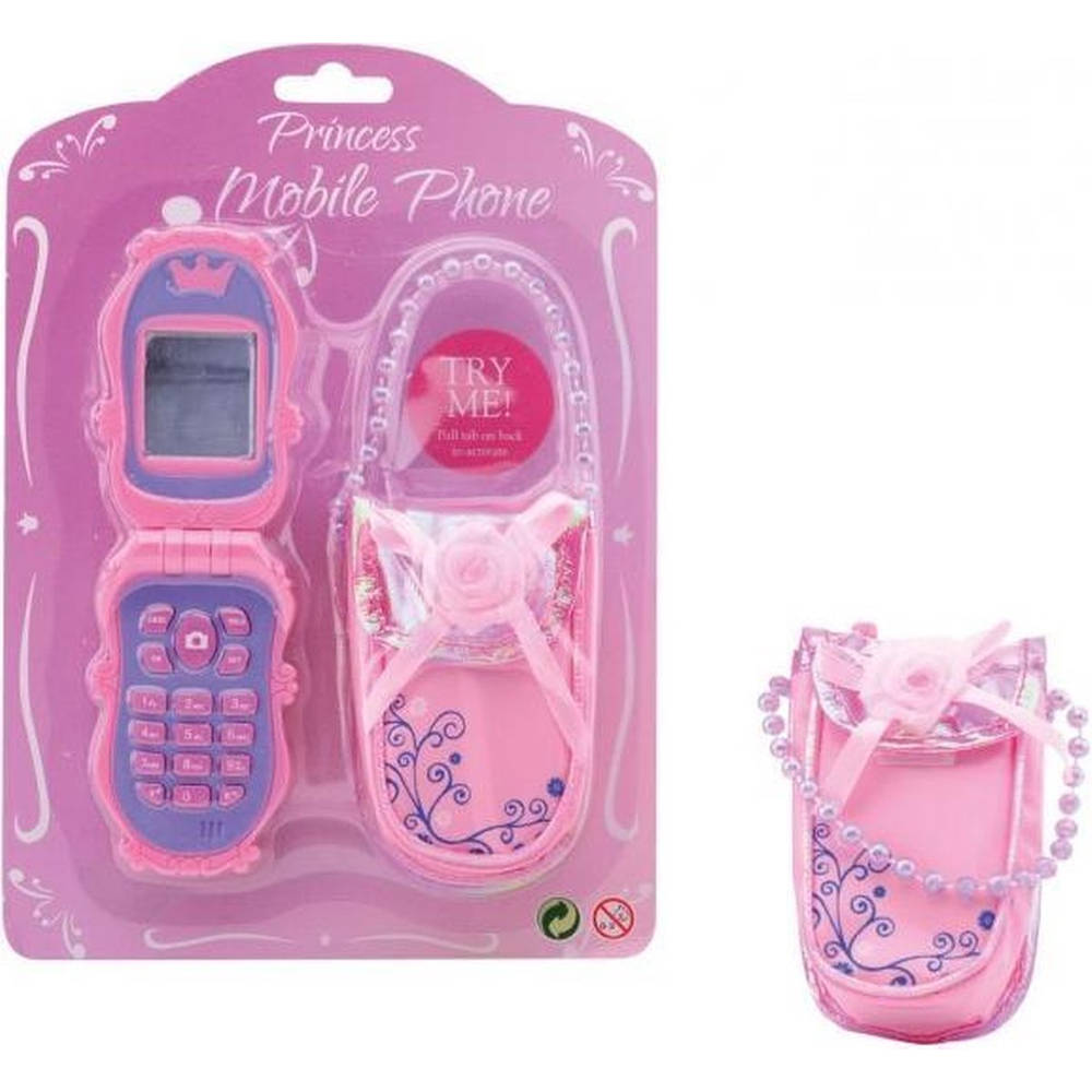 Mobiele telefoon met tasje - roze