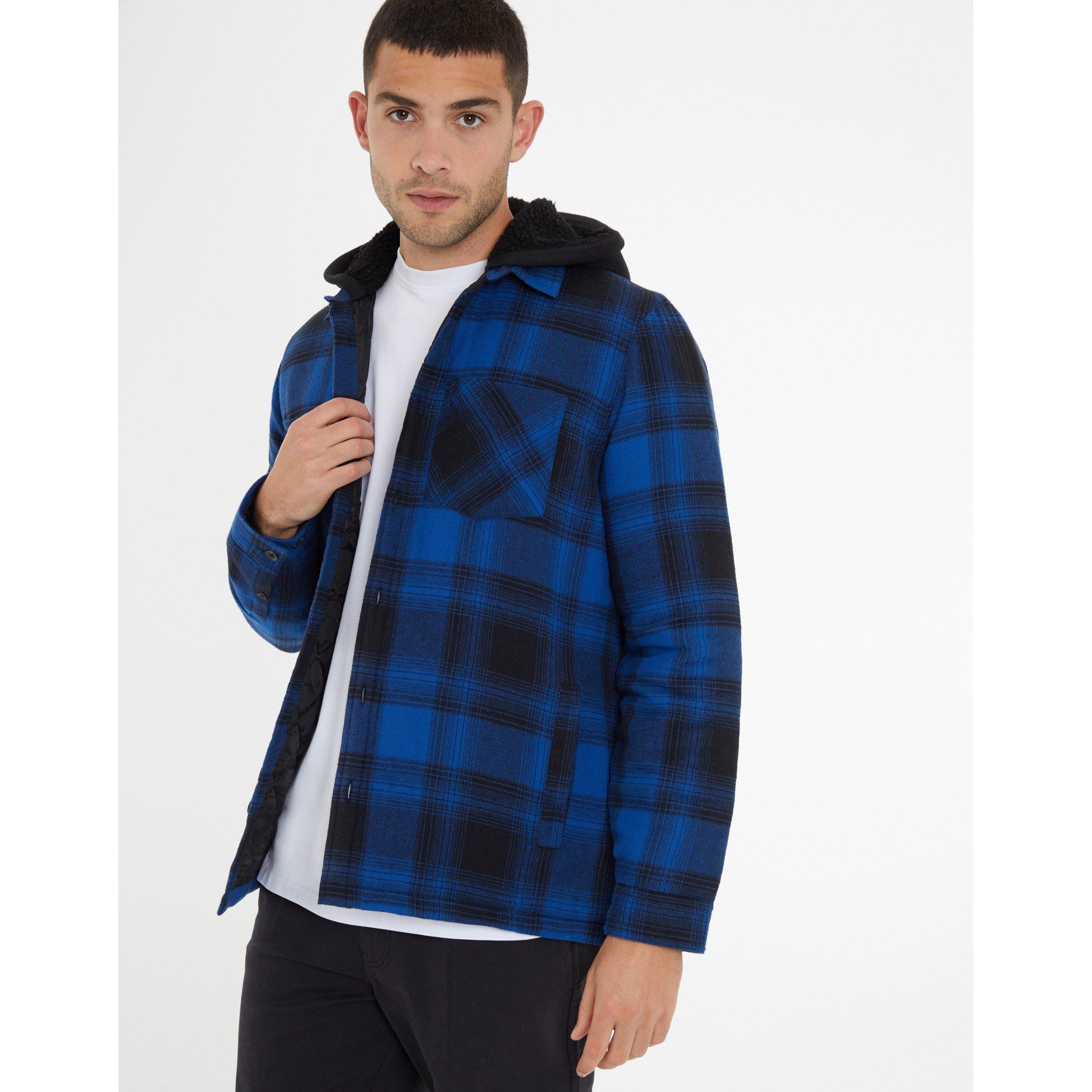 Threadbare TB Hooded Checked Shacket Mens