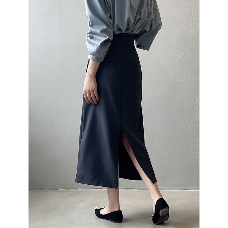 Keiko Girl - Hoge taille effen midi A-lijn rok