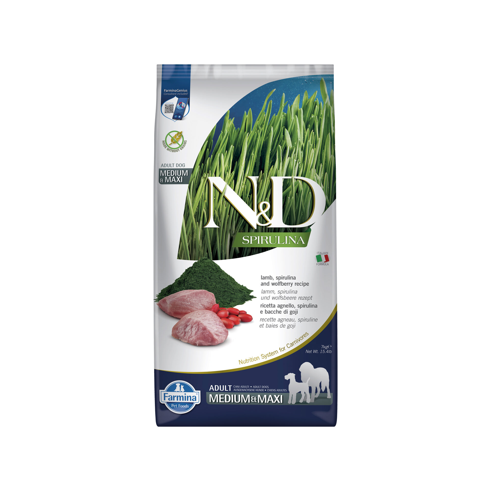 Farmina N&D Spirulina Adult Medium & Maxi Hondenvoer - Lamb & Goji berries