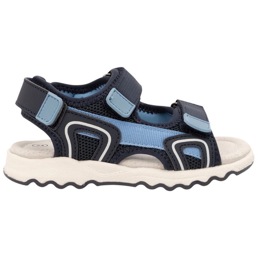 Sandales velcro bicolores en mesh pour garçon - Bleu marine