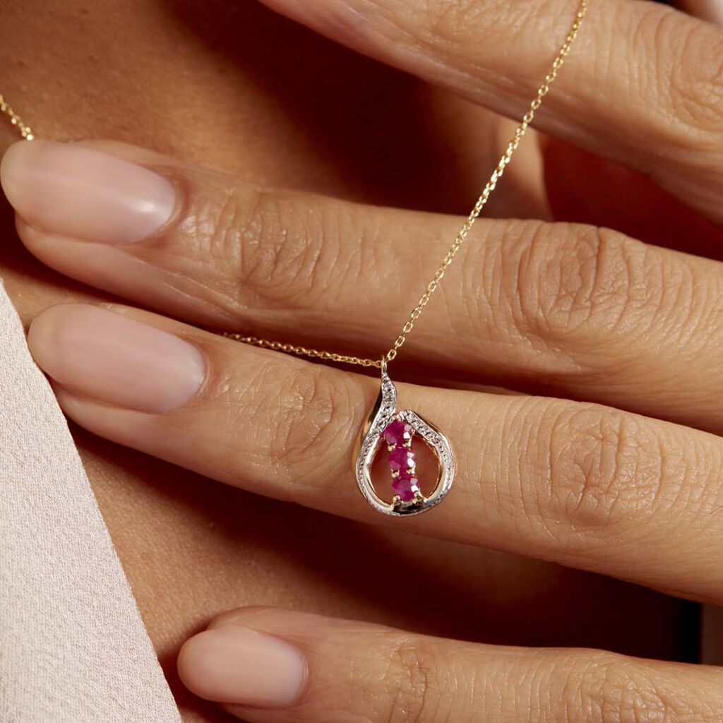 Collier Aurora Or Jaune Rubis Et Diamant
