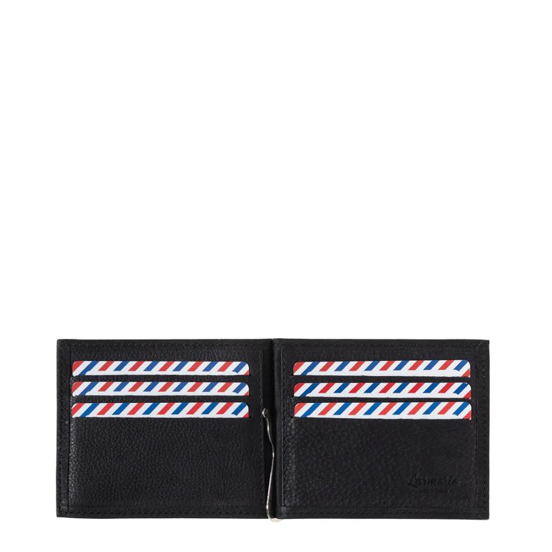 Portefeuille italien Hector avec pince à billets en cuir Nubuck Noir c'est noir
