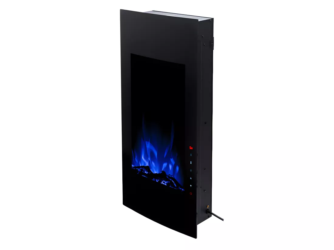 Cheminée électrique incurvée VULCANO - L41 x P13 x H81 cm - Noire