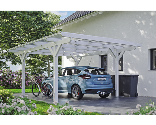 SKAN HOLZ Odenwald enkele carport inclusief paalankers, 428 x 541 cm, wit