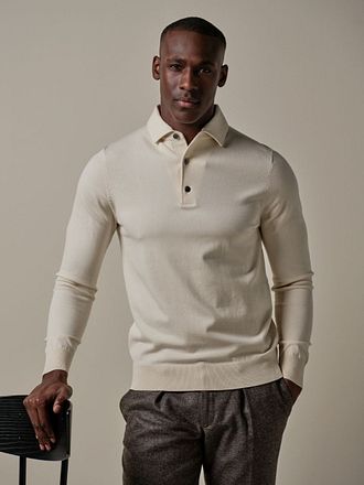 Profuomo Longsleeve Poloshirt Luxury Basic Off White PP2J00009D-E kopen