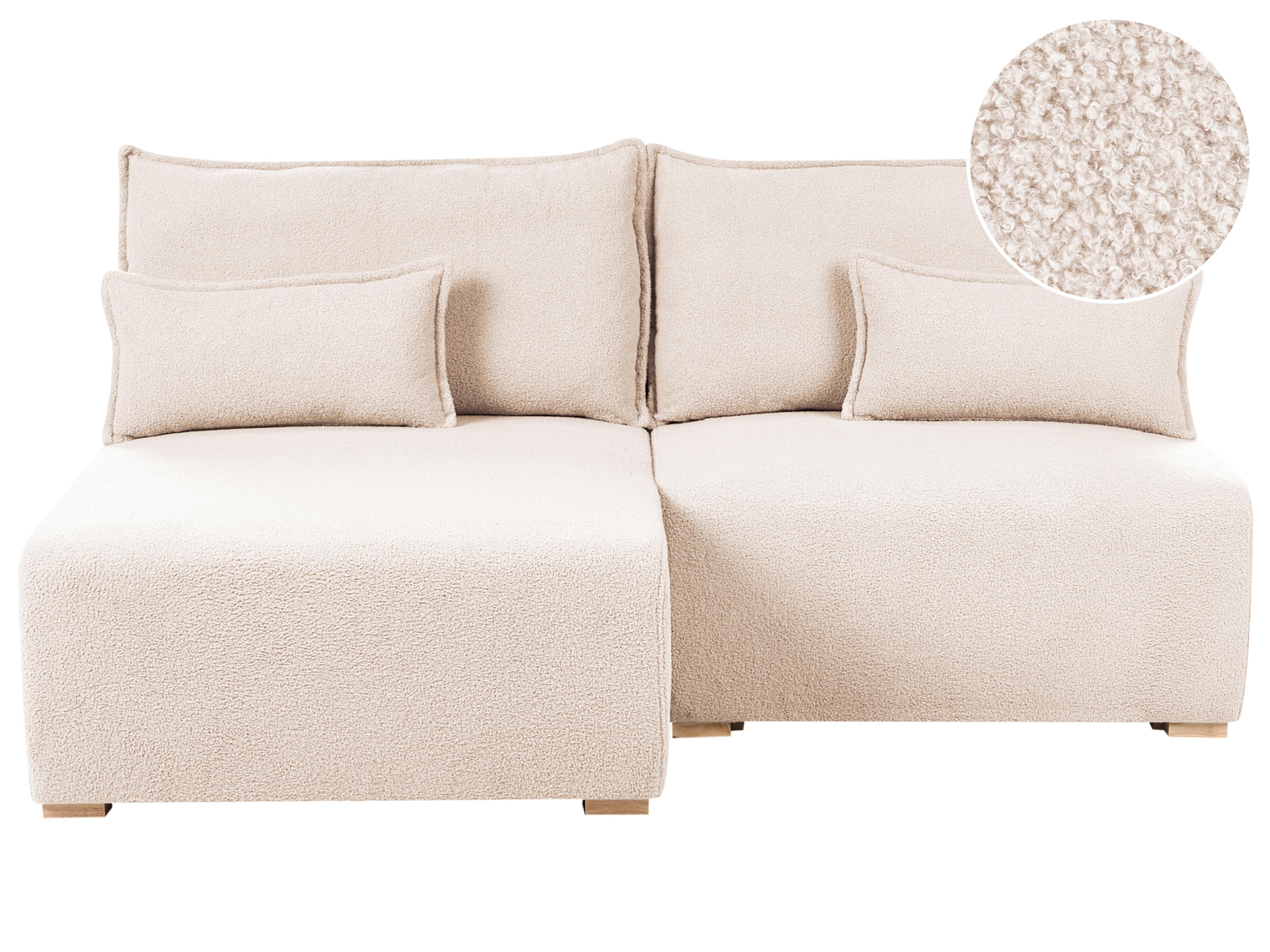 Modulaire hoekbank NERBO Bouclé Beige rechtszijdig
