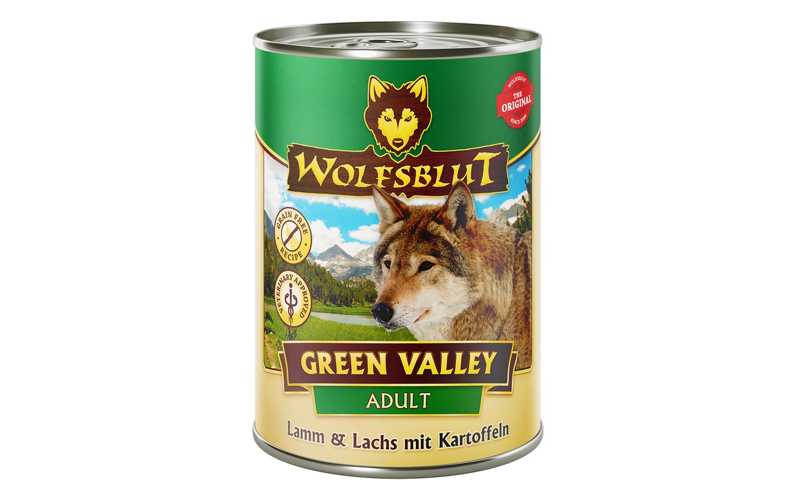Nassfutter Dog Dose Green Valley, 395gHundeernährung mit Lamm, Lachs und Kartoffeln