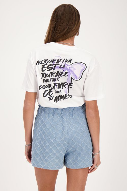 Blauw geweven spijker short