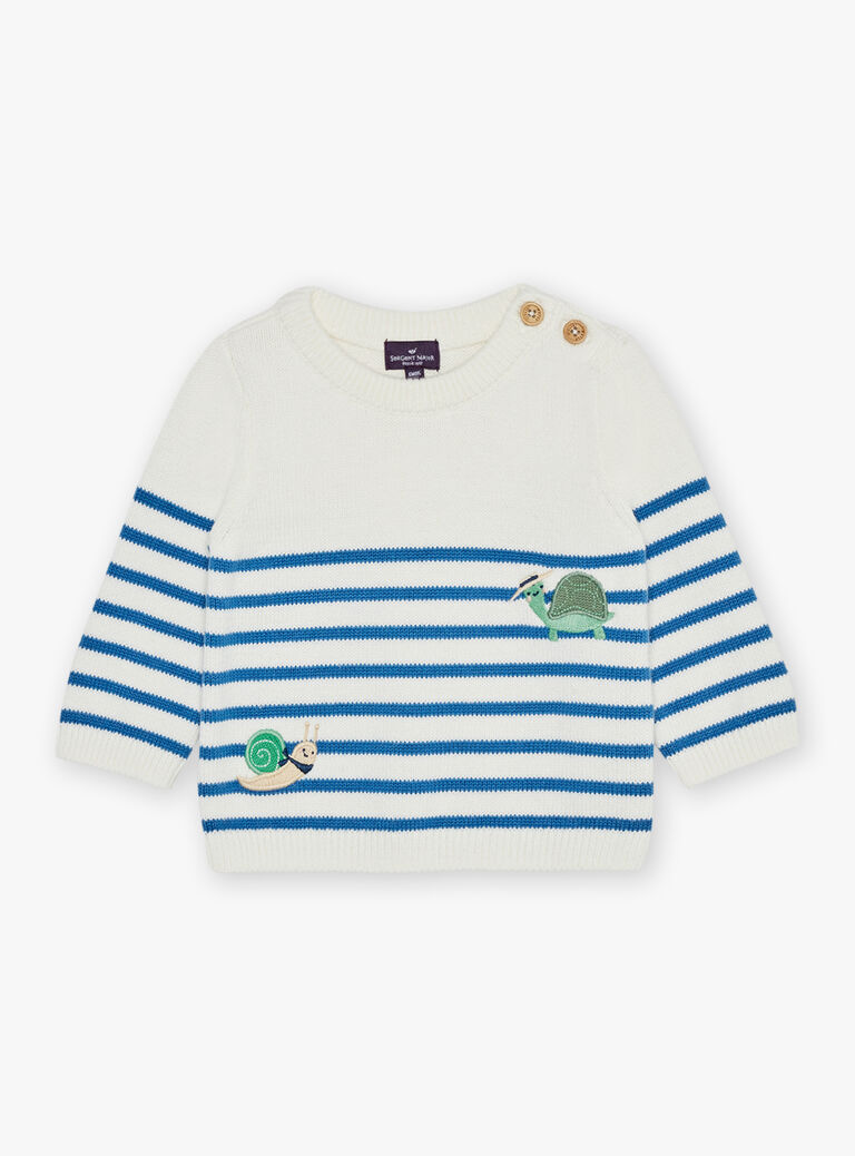 Pull marinière bleu marine et écru