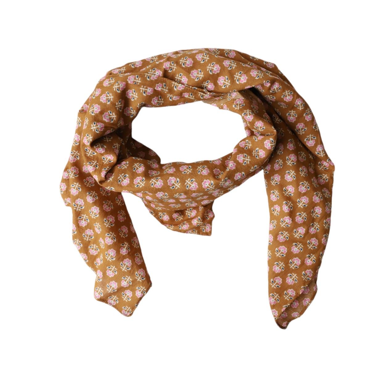 Foulard block print curry - Mariage Indien Pondie Chérie