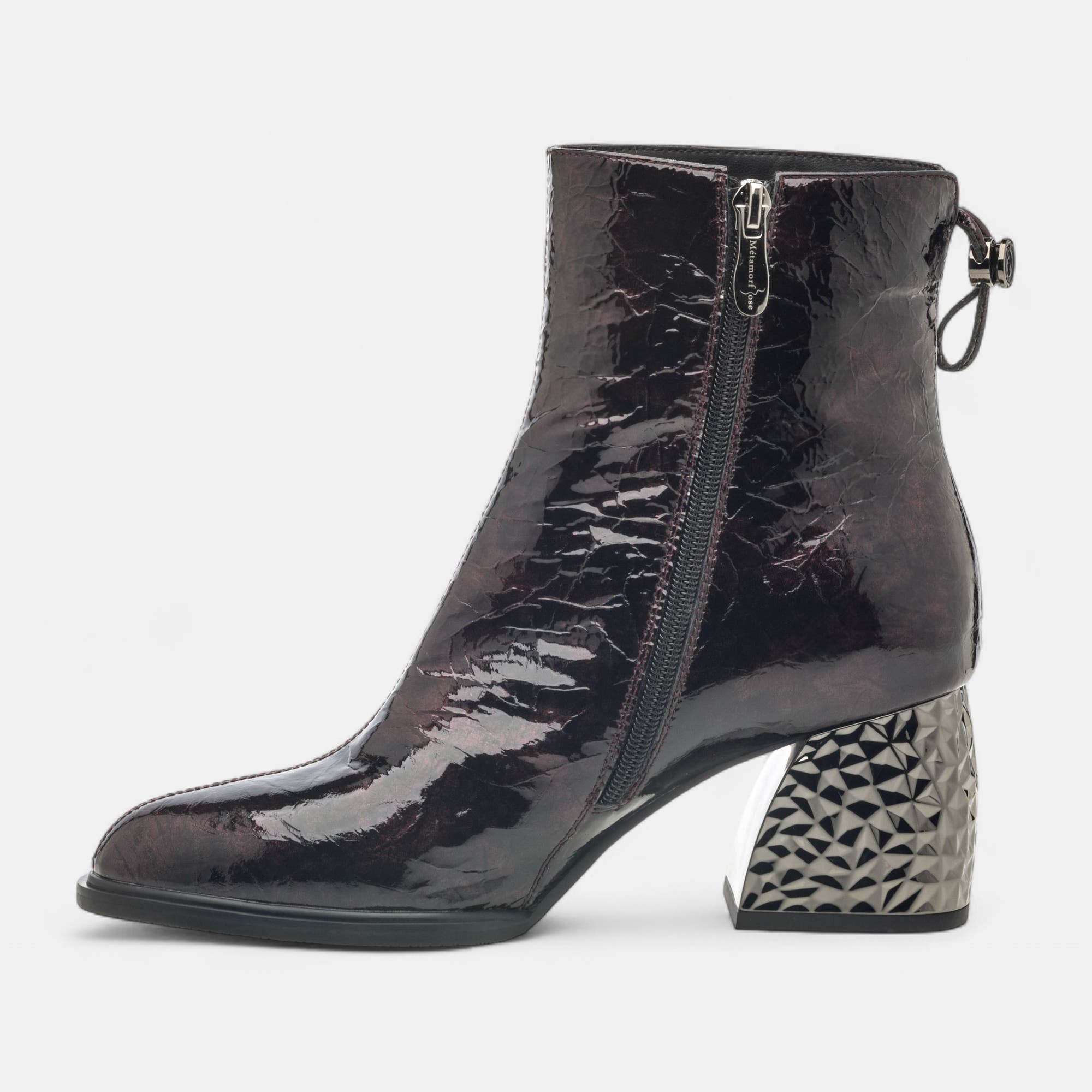Bottines à talon Femme en cuir bordeaux