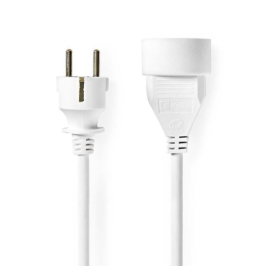 Nedis Lot de 3 rallonges électriques droites blanches - 3 m