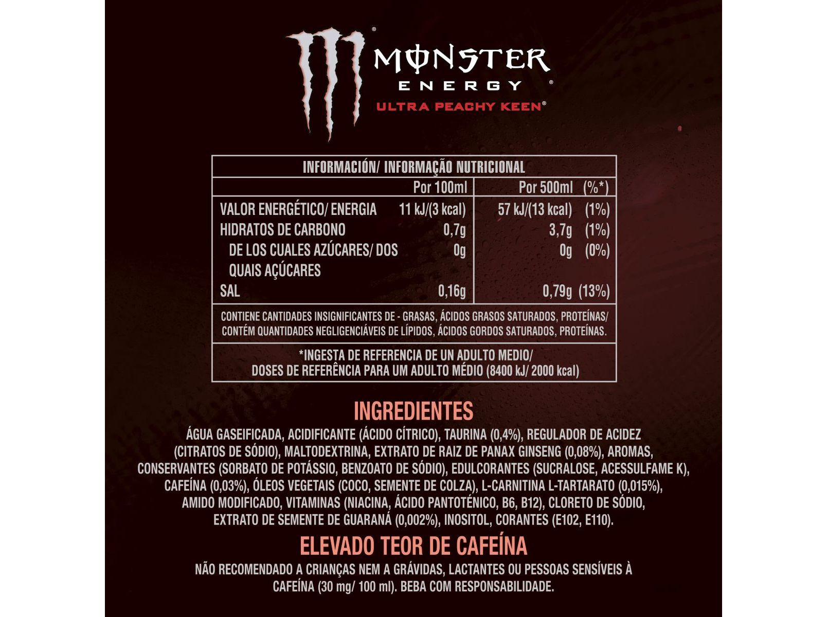 BEBIDAS ENERGÉTICA MONSTER ULTRA PEACHY 0.50L