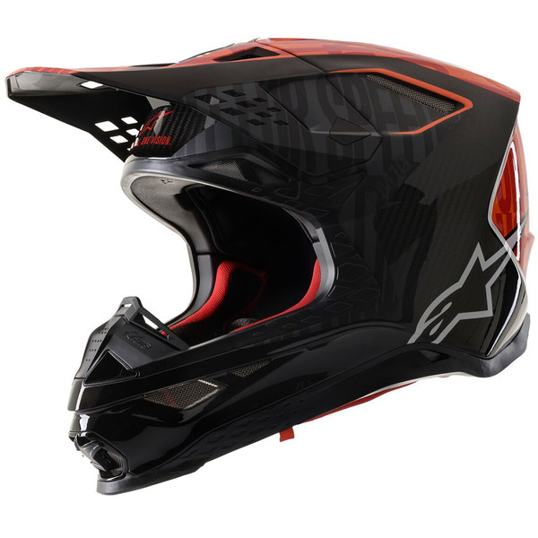 Alpinestars - Casque Supertech S-M10 Alloy Noir / Orange fluo / Rouge Mat