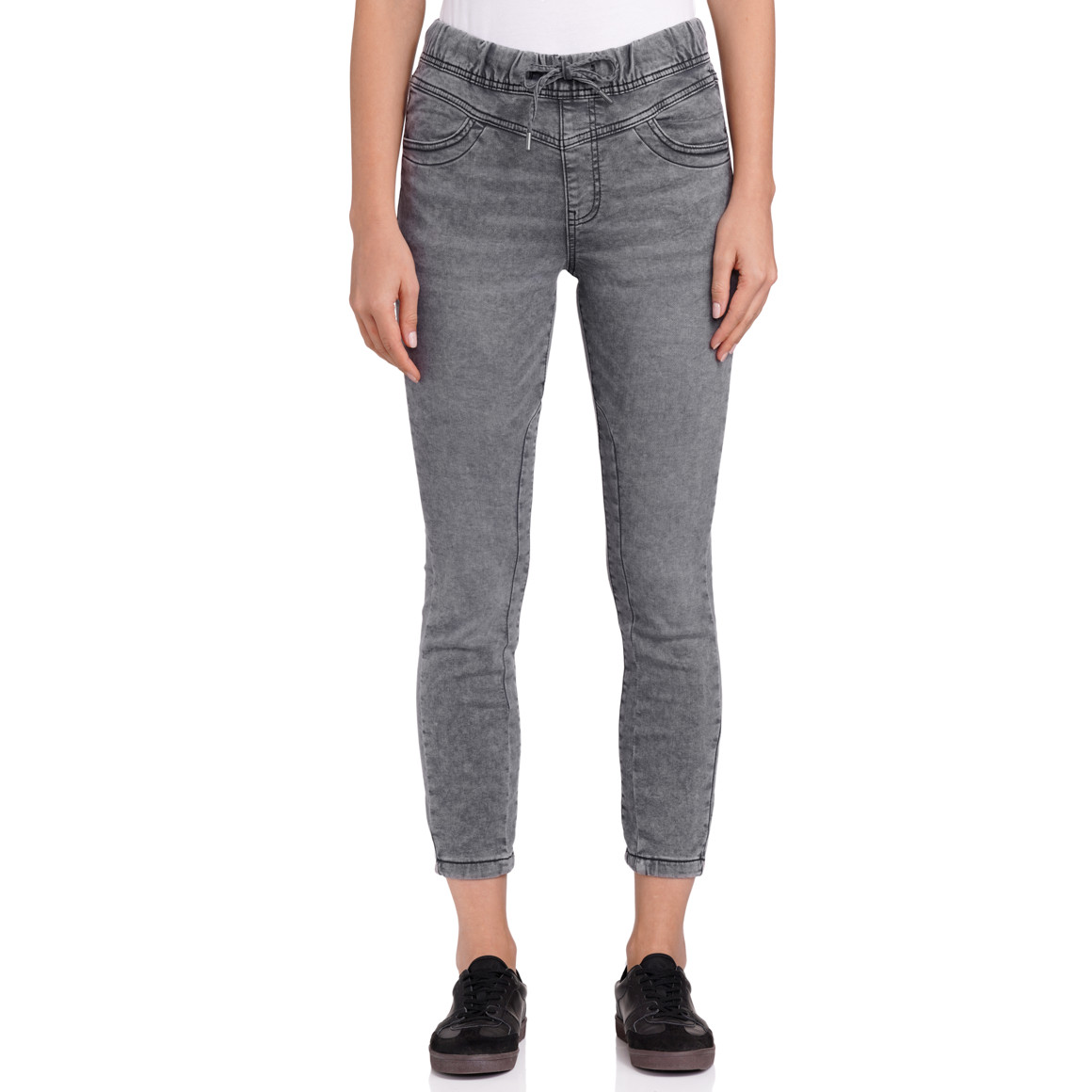 Damen Jeggings mit Used-Waschung grau