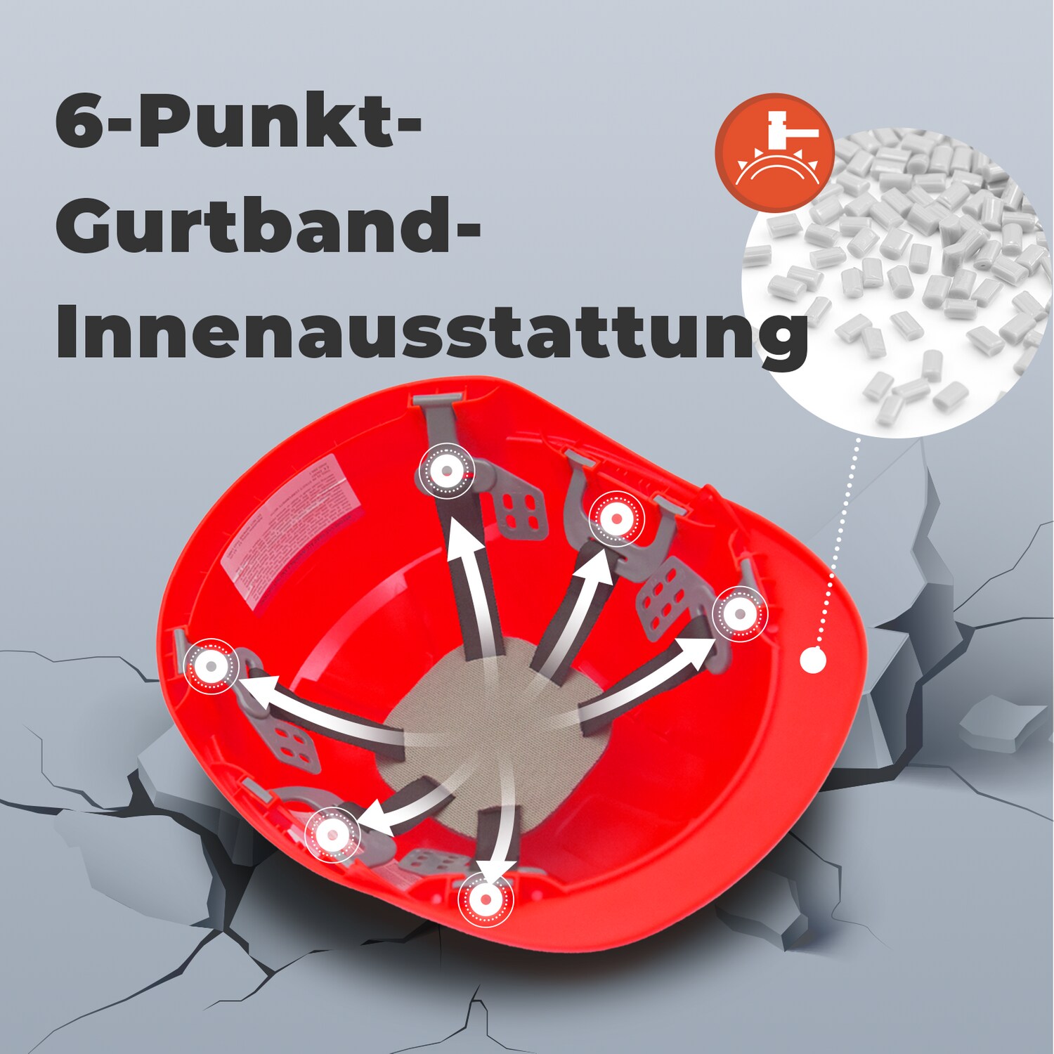 Mustbau Bauhelm,Schutzhelm,Arbeitshelm,Bauarbeiterhelm,52-66cm Einstellbar, Rot