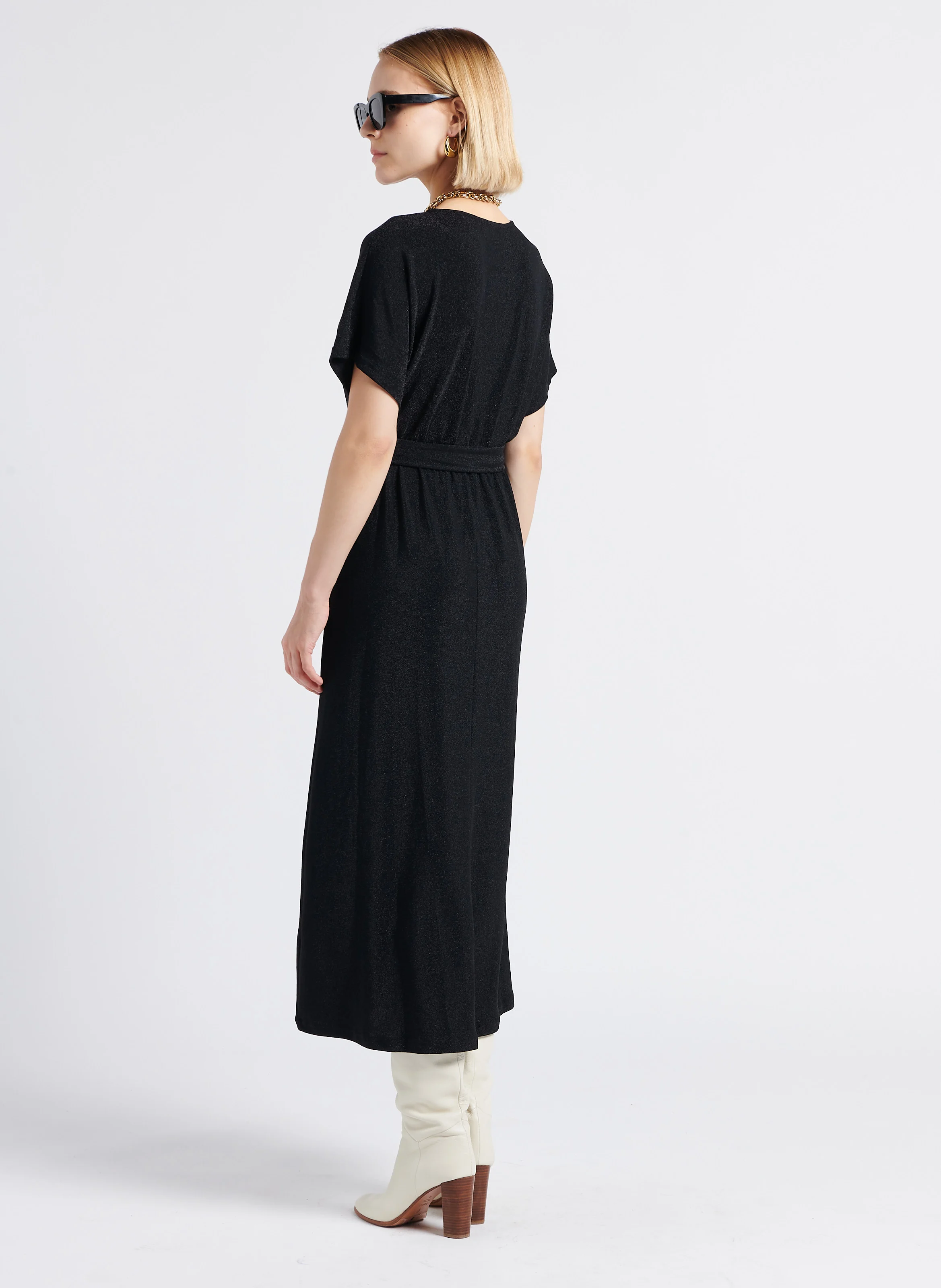 LIV - Robe longue col V| Noir