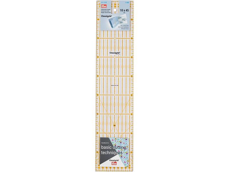 Prym Lineal Universal Omnigrid 10 x 45 cm Sicheres Führen von Rollschneidern und Ziehmessern