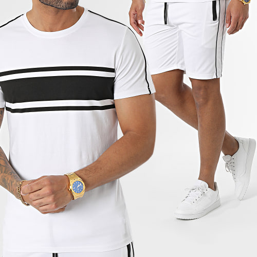 Ensemble Tee Shirt Et Short Jogging E384 Blanc