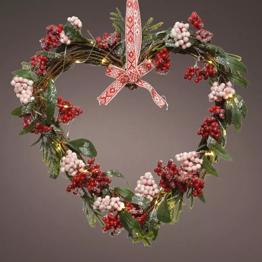 Couronne de Noël lumineuse (D36 cm) Soline Rouge