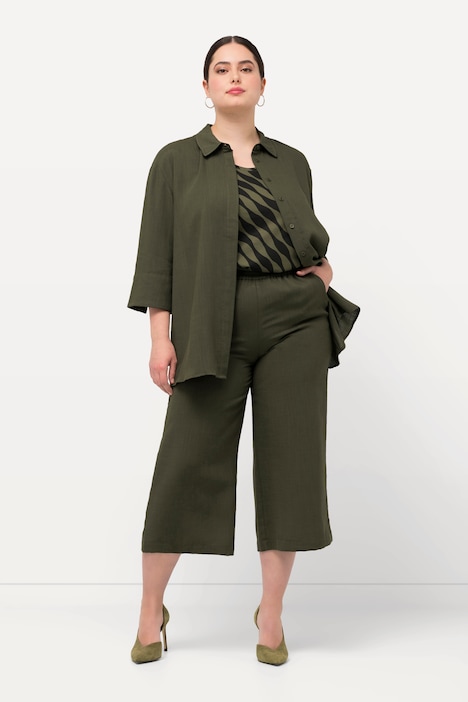 Culotte, wadenlang, weites Bein, Elastikbund