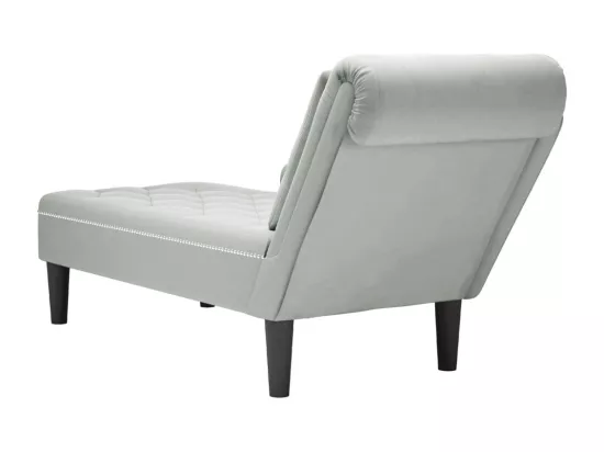 Fauteuil long et coussin et accoudoir droit gris clair velours