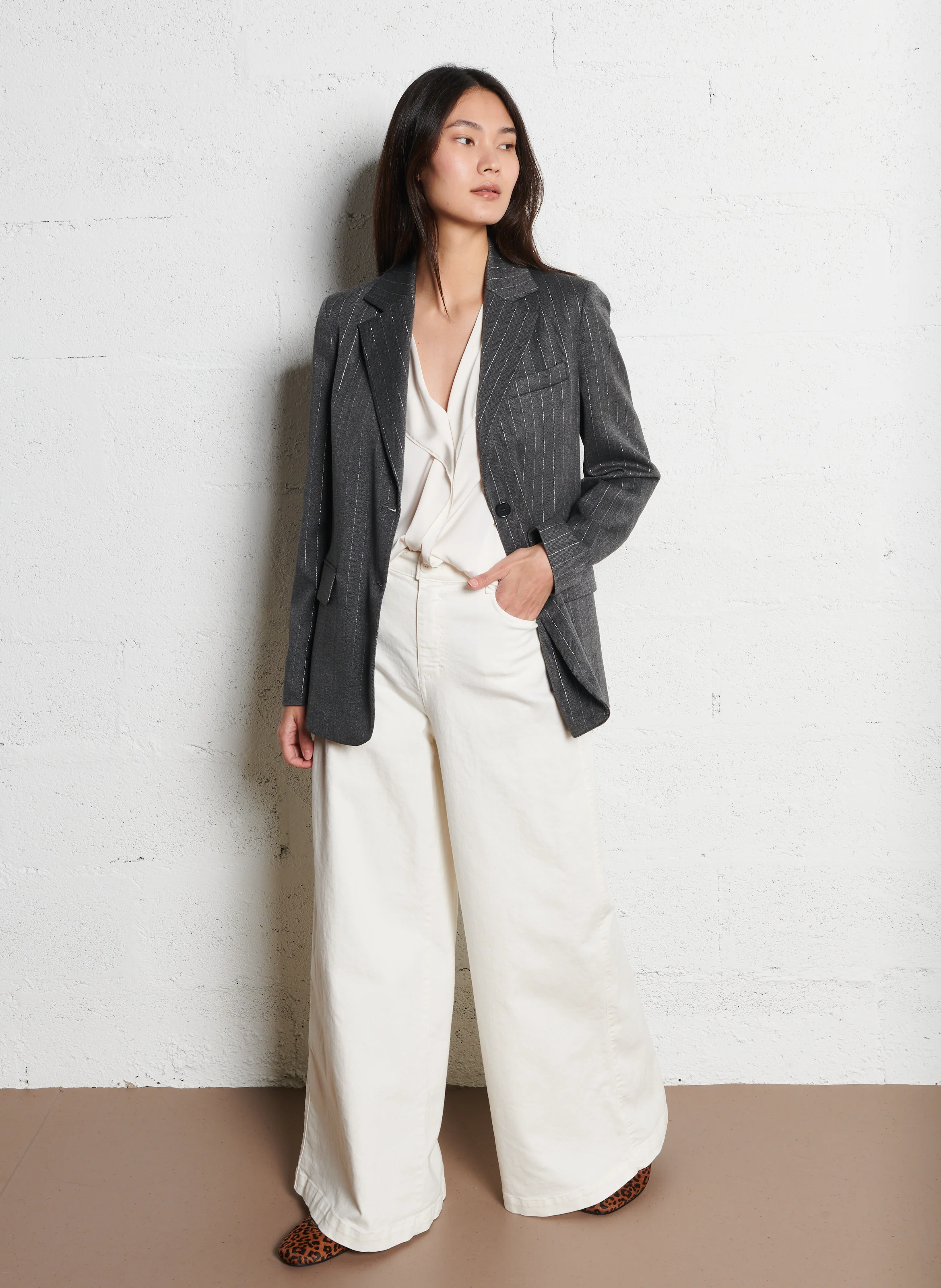 Blazer à rayures | Gris