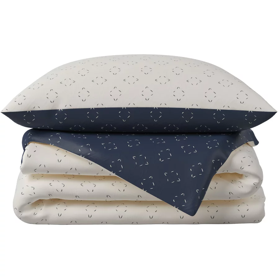 hibboux® Bettwäsche-Set Hygge Blue&Ecru