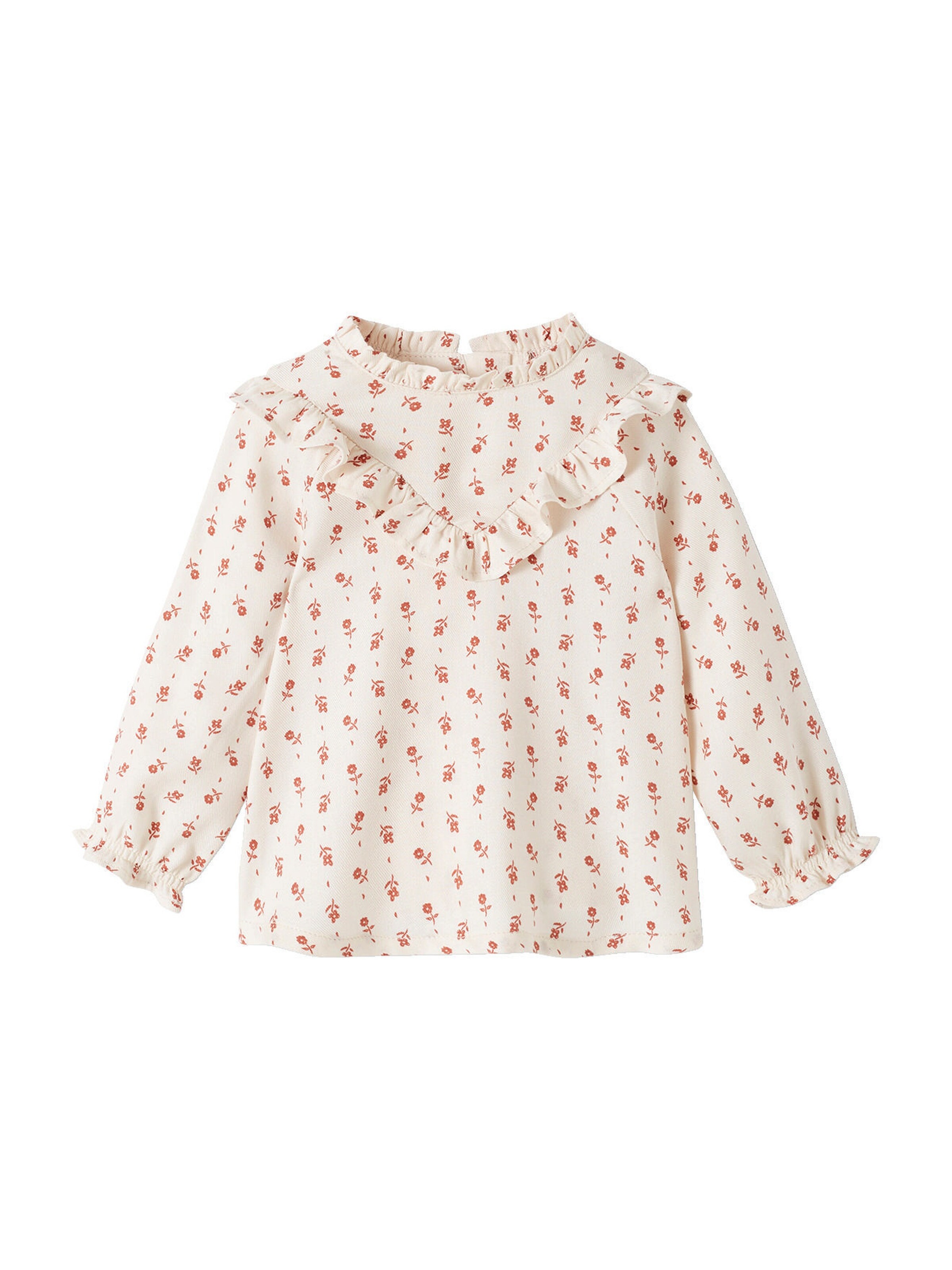 Vertbaudet Mädchen Baby Bluse mit Volant creme geblümt
