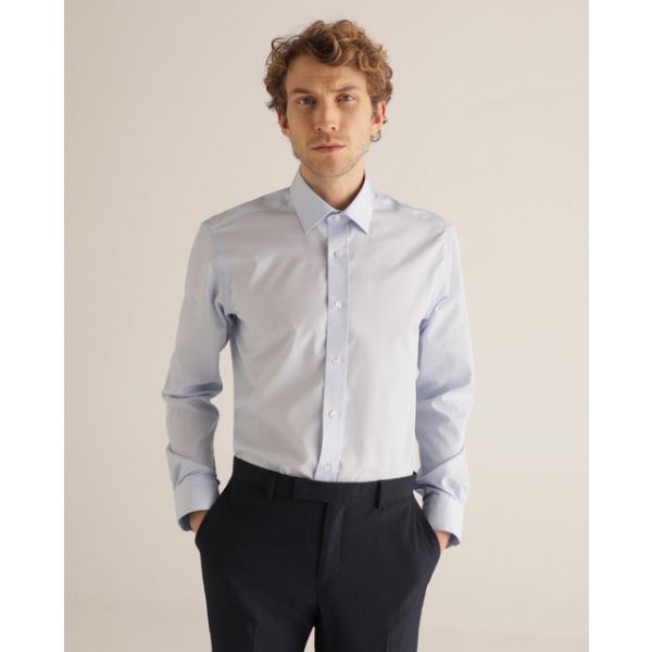 Mirto Camisa Fil a Fil Non Iron Regular Lisa Azul-claro 37