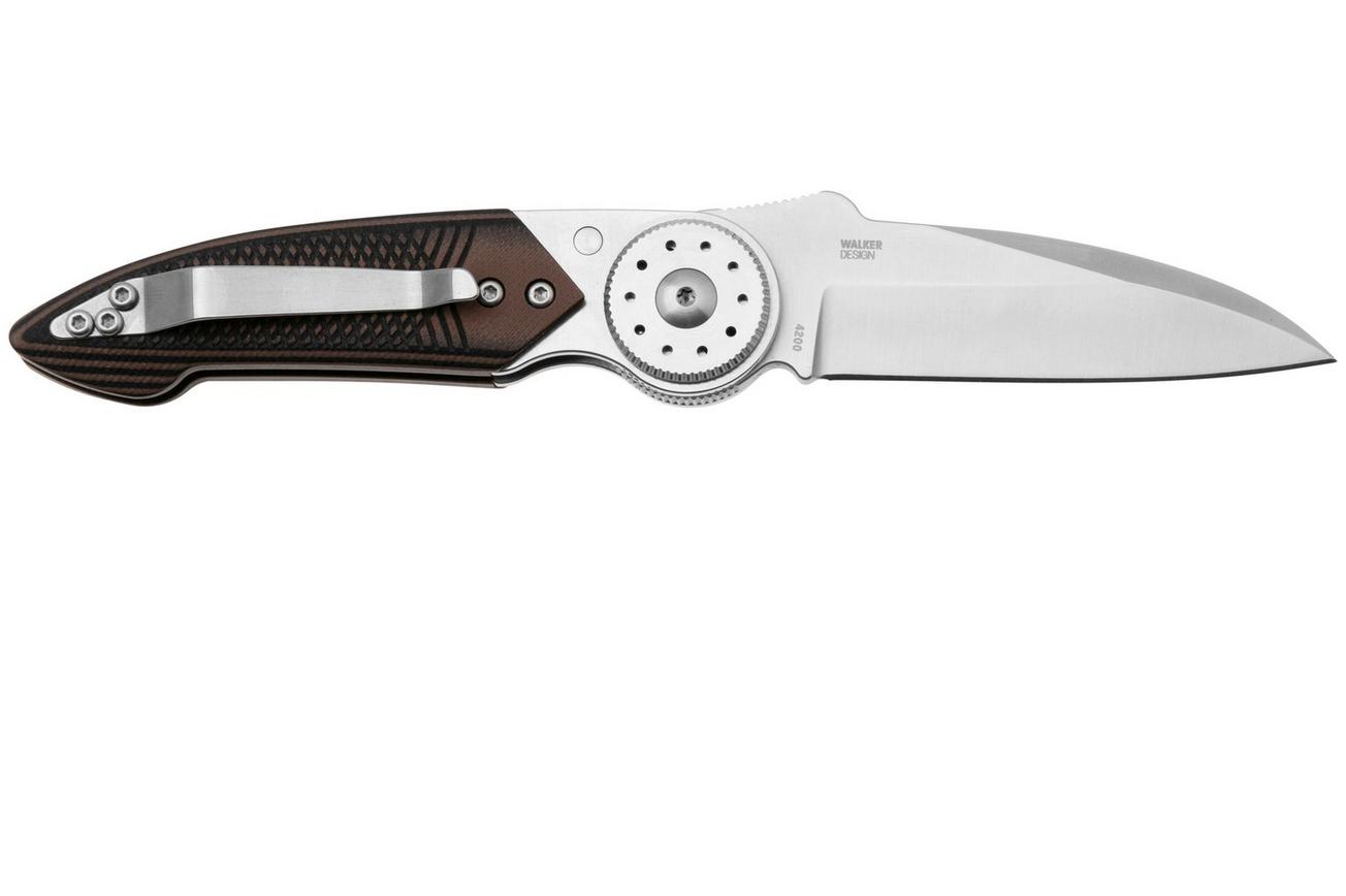 CRKT Walker Blade Lock 4200 Satin 14C28N, Stainless Steel, Black Brown G10 Overlay, zakmes, Michael Walker design