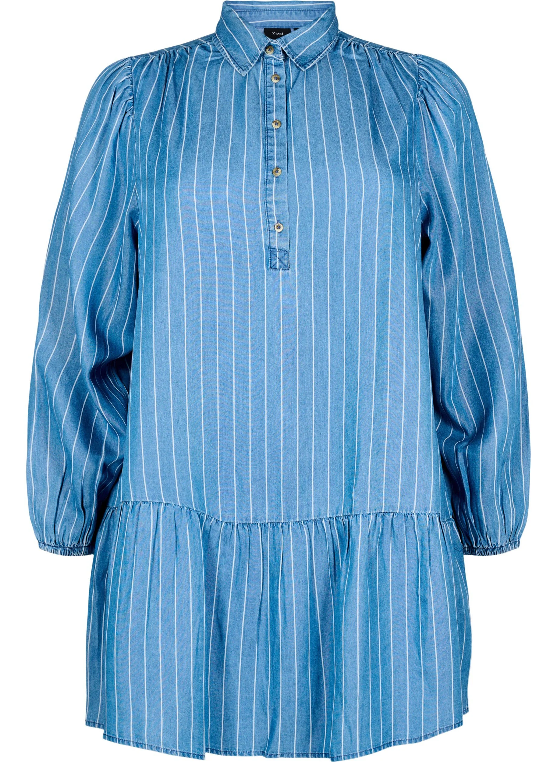 Denim tunika med TENCEL™ og striber