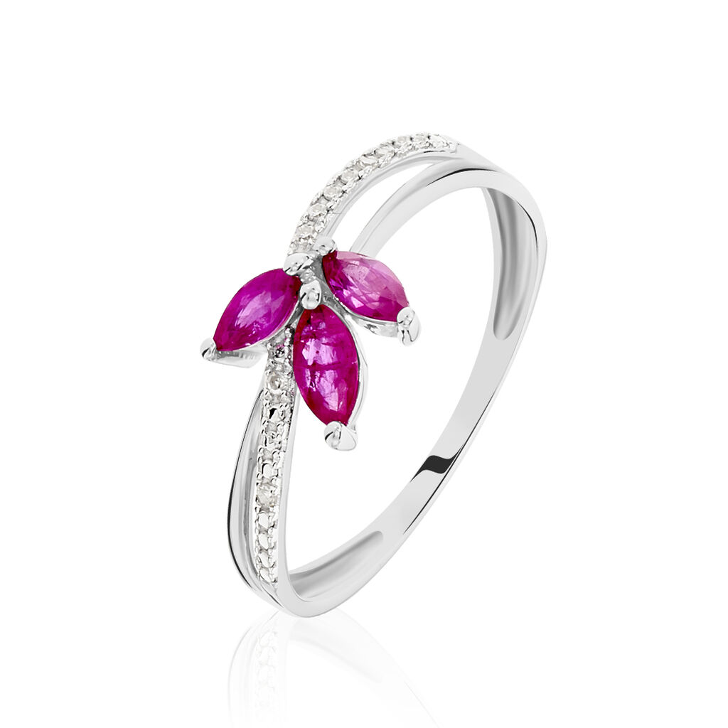 Bague Angie Or Blanc Rubis Et Diamant