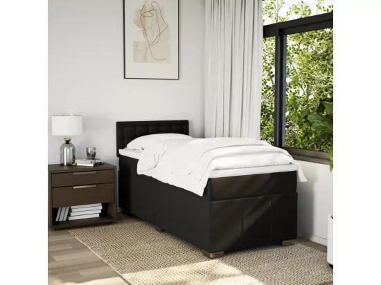 Sommier à lattes de lit avec matelas Noir 90x190 cm Tissu