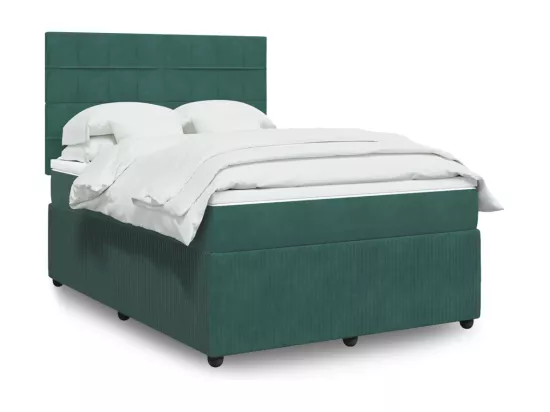Sommier à lattes de lit et matelas Vert foncé 140x190cm Velours