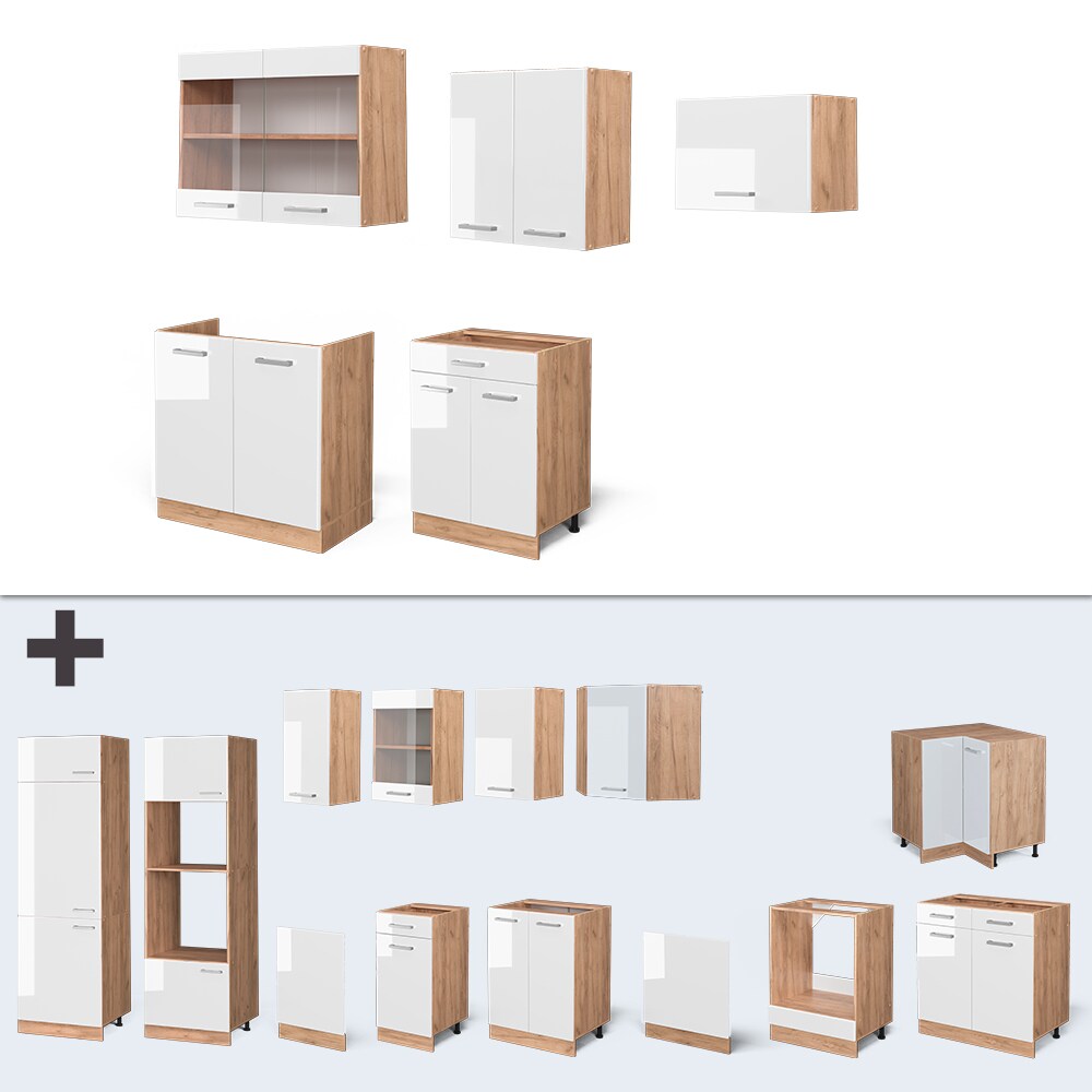 Vicco Küchenzeile Küchenblock Einbauküche R-Line 200 cm Front Weiß