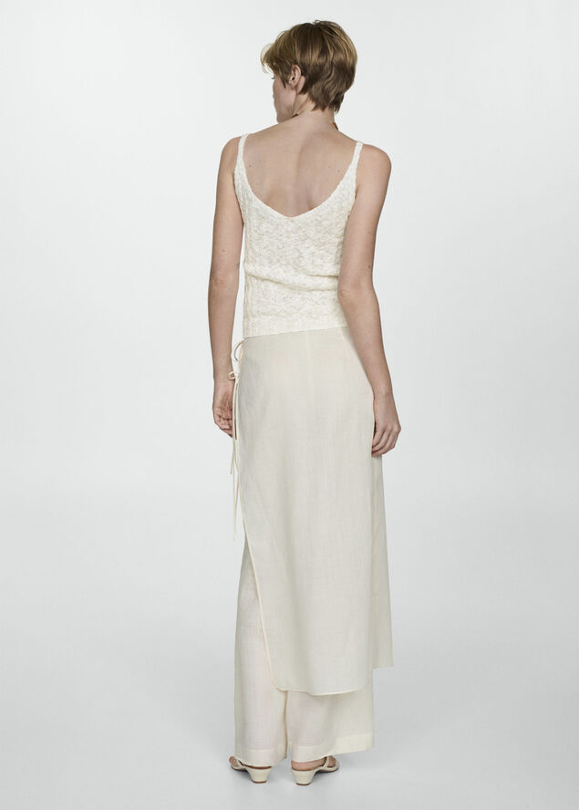 MANGO Knit strap top Natural white