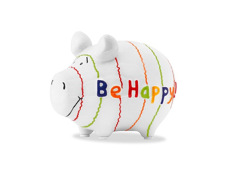 G. Wurm Spardose Be Happy 12.5 x 9 x 9 cm Sparkasse zum Aufbewahren von Geld