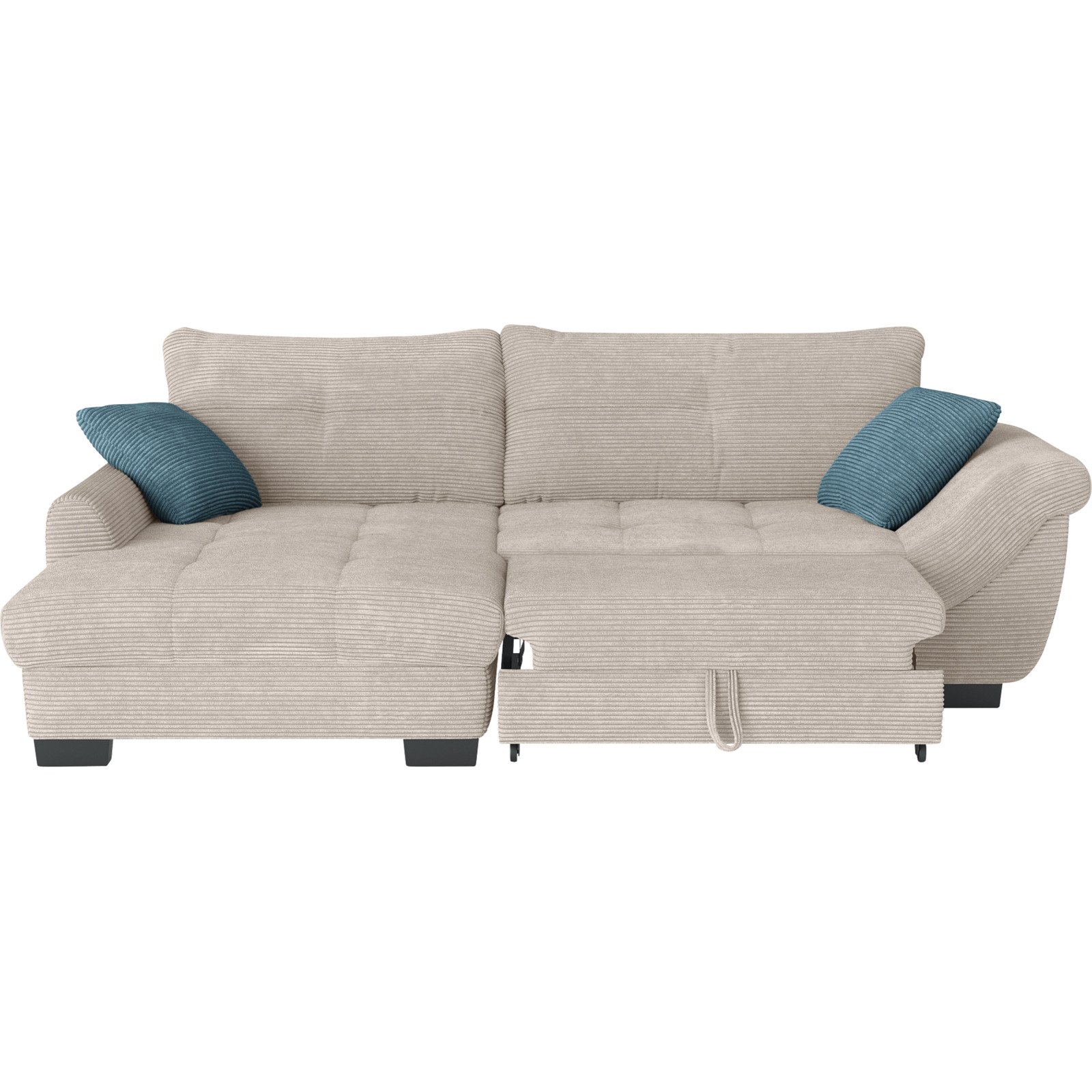 Ecksofa Desiree, Cordstoff natur, Recamière links